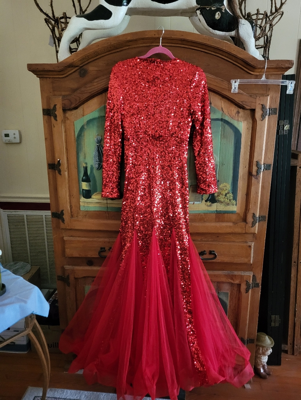 Faeriesty Red Sequin Mermaid Gown - Picture 6 of 9